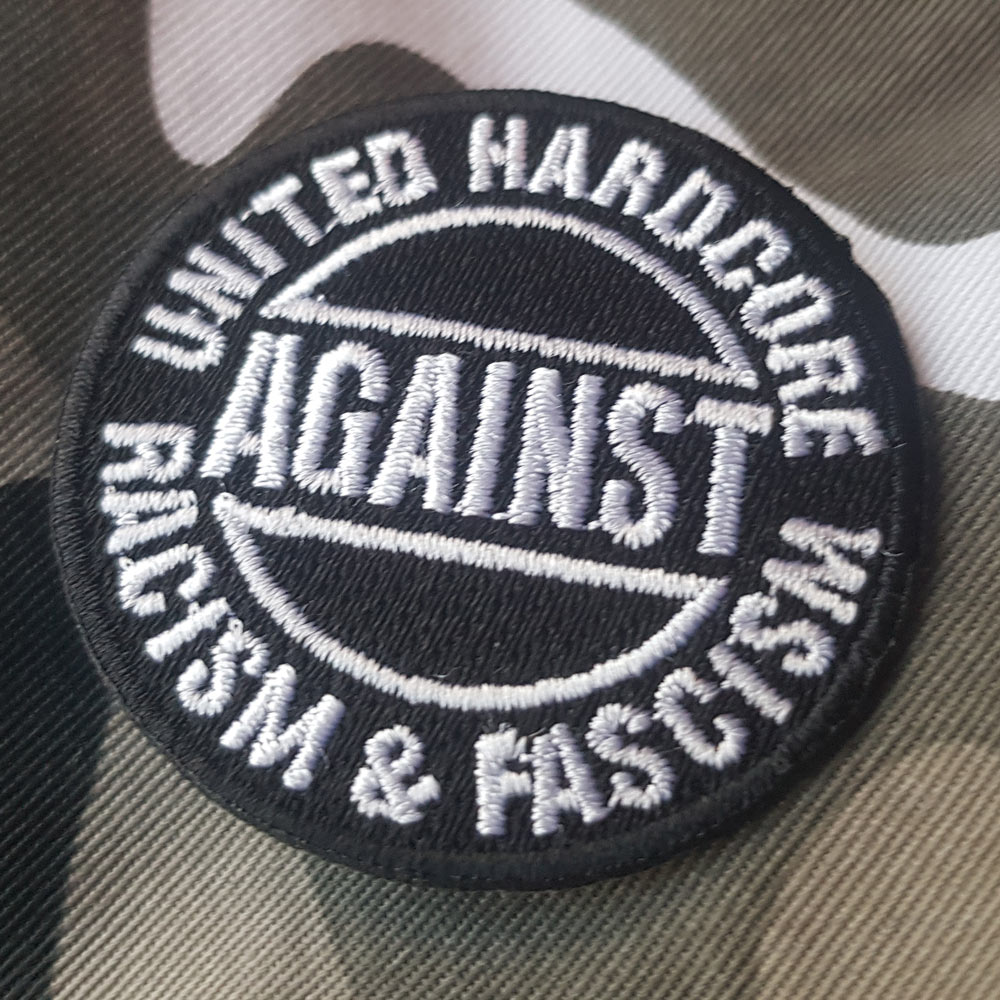 Round Embroidered Patch United Hardcore Against Racism & Fascism 5 Centimeter